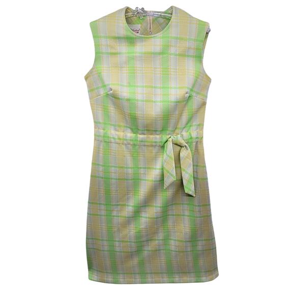 Kay Windsor Vintage 60s Green Plaid Wiggle Sheath‎ Dress Retro Mod Bold Style - Picture 1 of 12